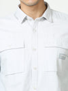 Droid Grey Fancy Pocket Shirt | Slim Fit Casual Printed Shirt