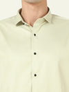 Stylish Greenish Yellow Self Satin Dot Print Cotton Shirt | Casual Slim Fit