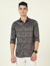 Premium Grey Self Satin Checks Shirt - Sleek and Stylish