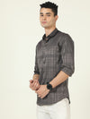 Premium Grey Self Satin Checks Shirt - Sleek and Stylish