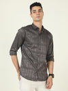 Premium Grey Self Satin Checks Shirt - Sleek and Stylish