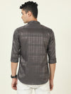 Premium Grey Self Satin Checks Shirt - Sleek and Stylish