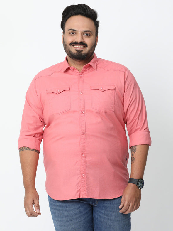 Zesi Murky Pink Shirt - Cotton, Slim Fit, Spread Collar