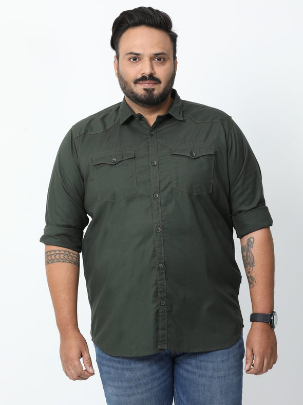 PREMIUM CHECKED BLENDED COTTON GREEN SHIRT