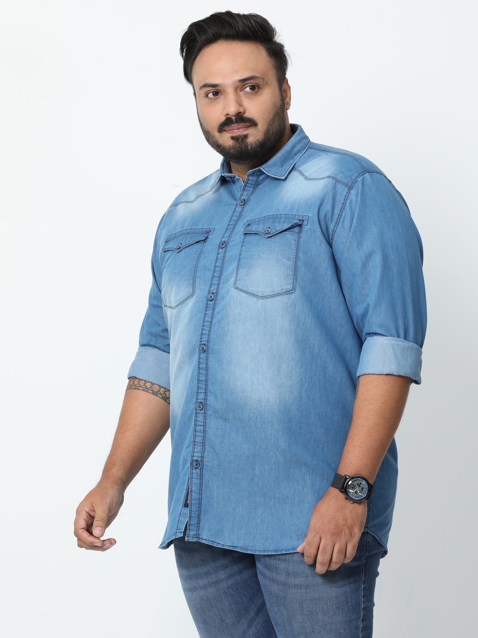 Buy Trendy Denim Light Blue Color Shirt for Men Online – COOLCOLORS