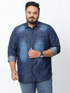 Caliginous Dark Faded Denim Shirt - Stylish Printed Cotton Slim Fit Casual Wear