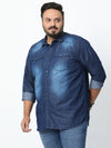 Caliginous Dark Faded Denim Shirt - Stylish Printed Cotton Slim Fit Casual Wear