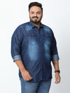 Caliginous Dark Faded Denim Shirt - Stylish Printed Cotton Slim Fit Casual Wear