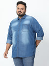 Twilight Dark Faded Denim Shirt - Stylish Printed Cotton Slim Fit Casual Wear