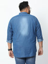 Twilight Dark Faded Denim Shirt - Stylish Printed Cotton Slim Fit Casual Wear