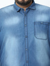 Twilight Dark Faded Denim Shirt - Stylish Printed Cotton Slim Fit Casual Wear