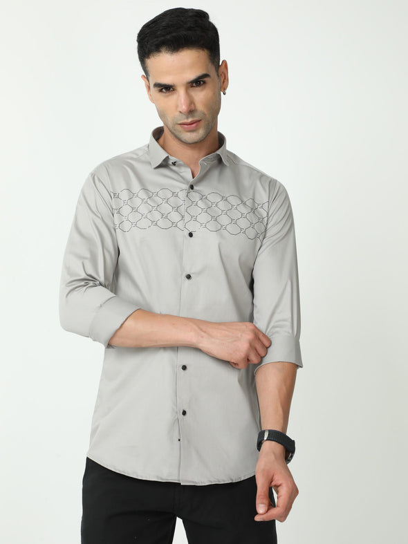 Luxuriant Cerulean Blue Shirt | Cotton | Slim Fit | Printed Pattern | Casual Style