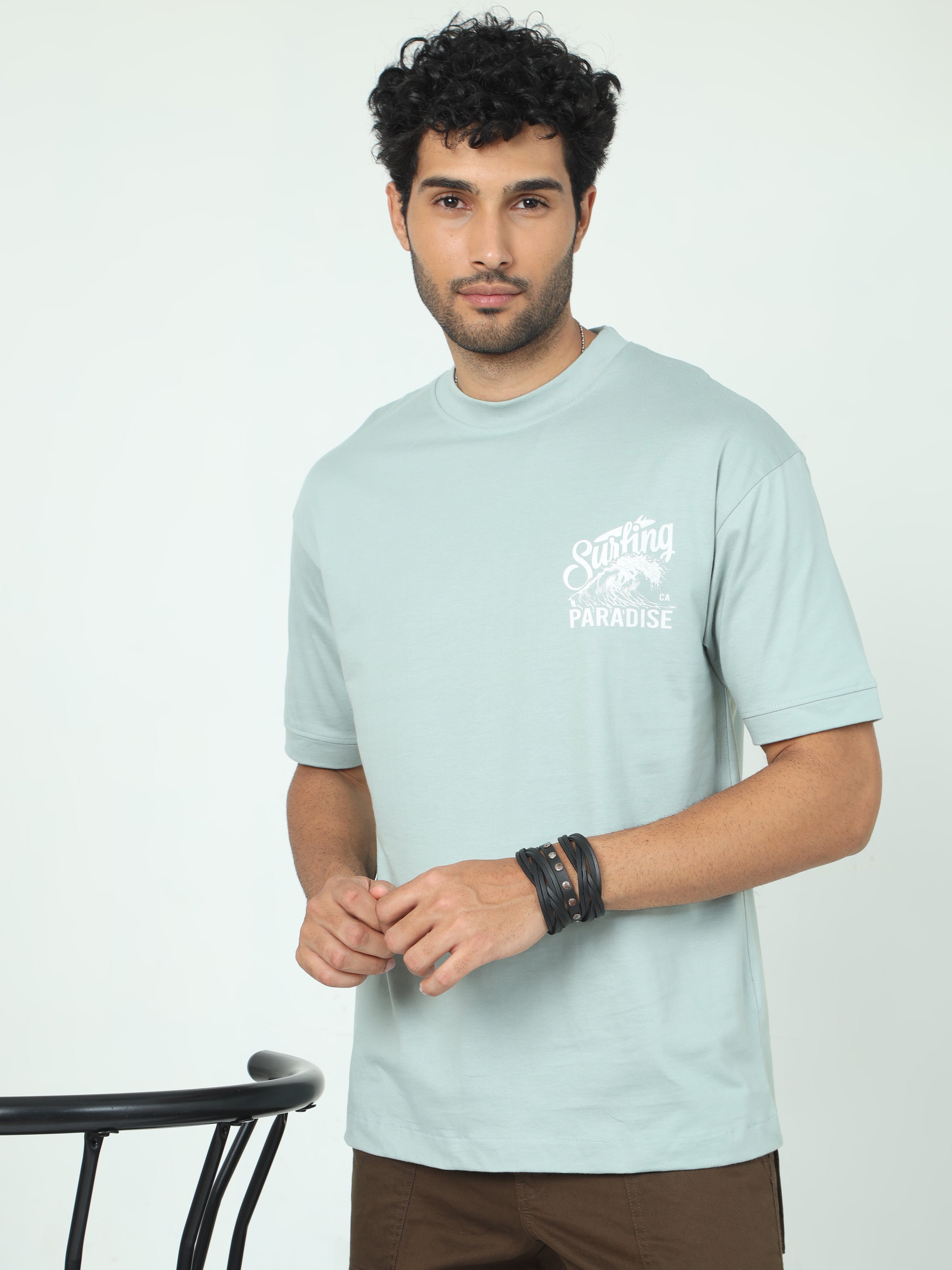 Paradise Blue Back Print T-Shirt - Stylish Graphic Tee – Shade 45